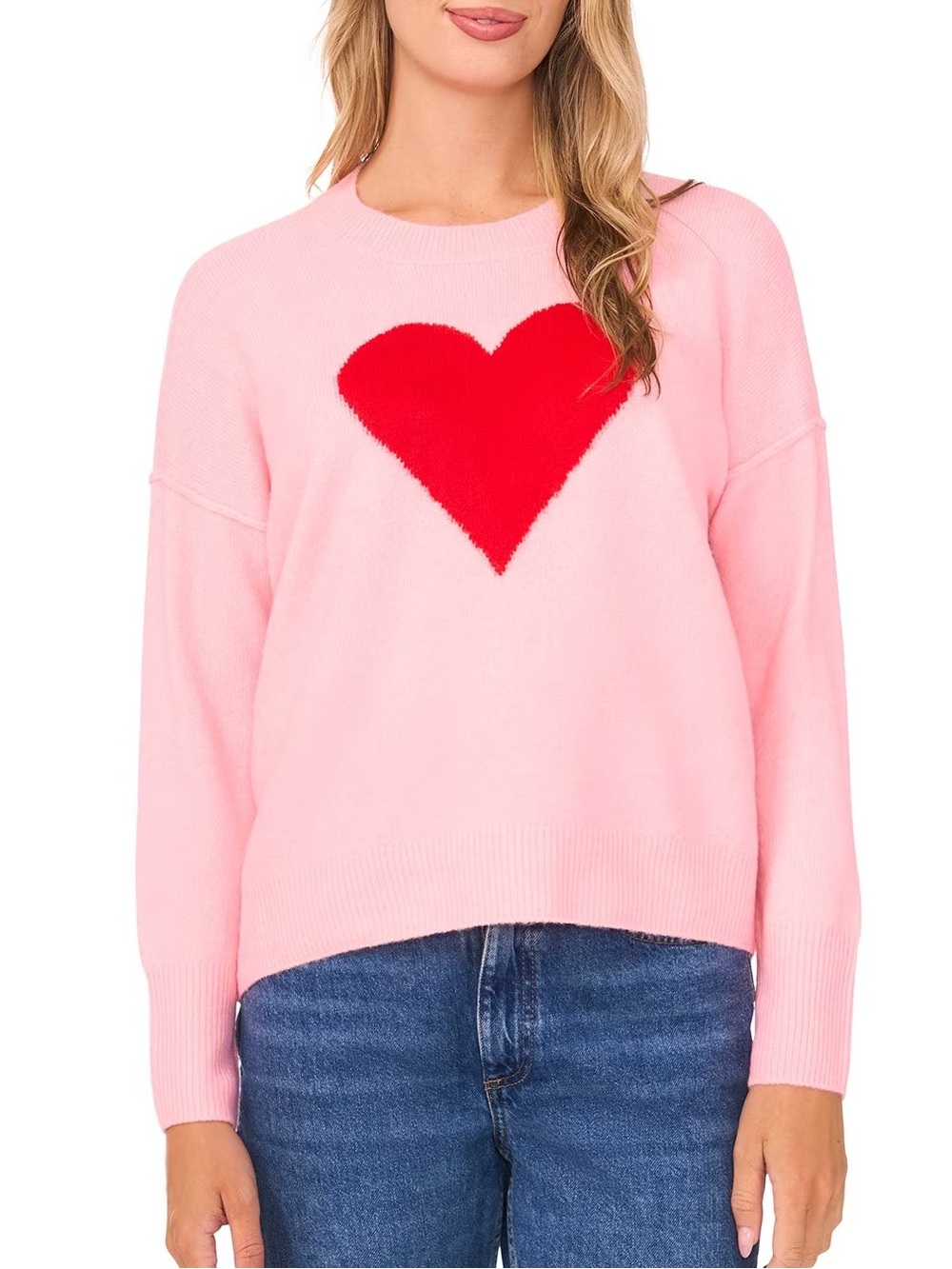 Vince Camuto Pink Heart Sweater NWT Size S Valentine’s Love
